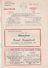 Hounslow Town v Hemel Hempstead  07-Nov-1970