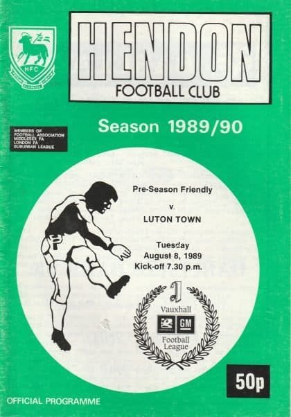 Hendon v Luton Town 08-Aug-1989