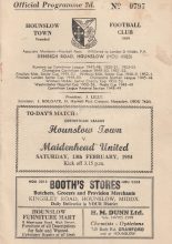 Hounslow Town v Maidenhead Town 13-Feb-1954