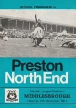 Preston North End v Middlesbrough 11-Nov-1972