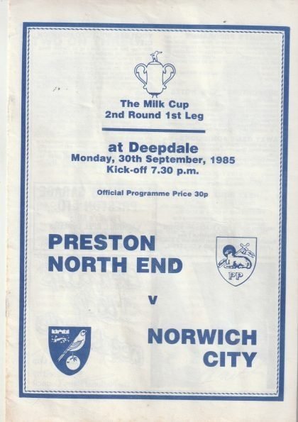 Preston North End v Norwich City 30-Sep-1985