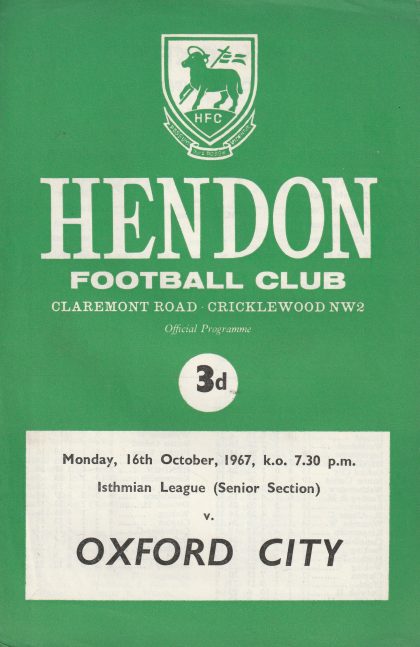 Hendon v Oxford City 16-Oct-1967