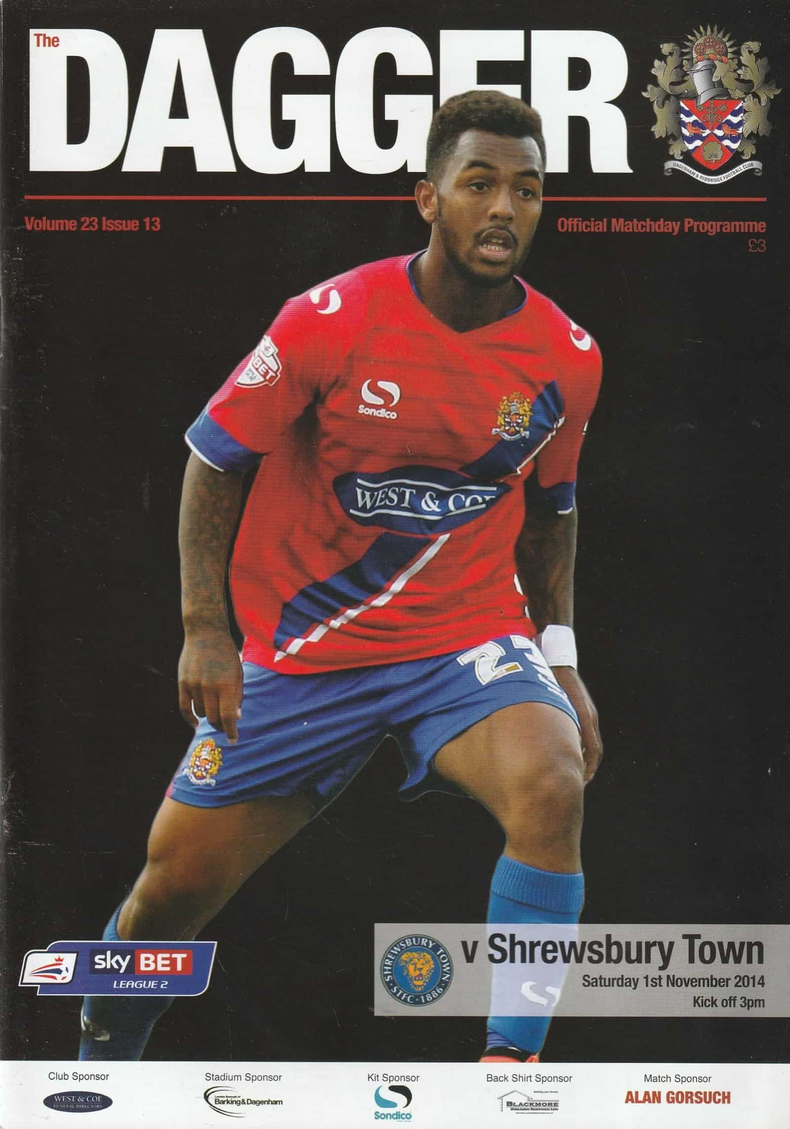 Dagenham & Redbridge v Shrewsbury Town 01-Nov-2014