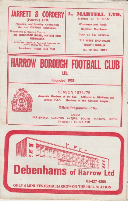 Harrow Borough v Watford  02-May-1975