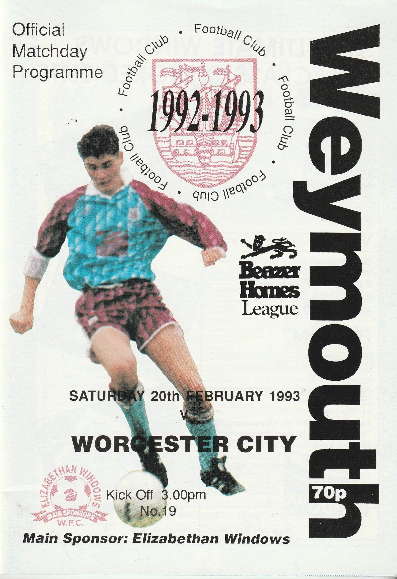 Weymouth v Worcester City 20-Feb-1993