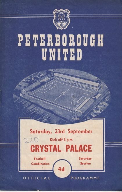 Peterborough United Reserves v Crystal Palace Reserves 23-Sep-1961
