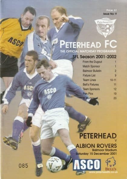 Peterhead v Albion Rovers 15-Dec-2001