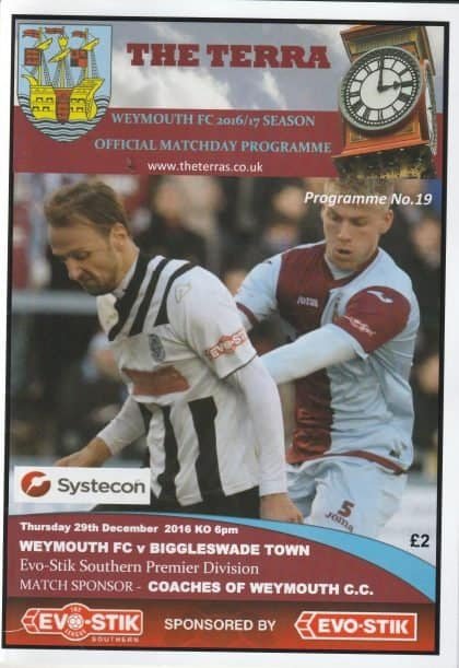 Weymouth v BiggleswadeTown 29-Dec-2016