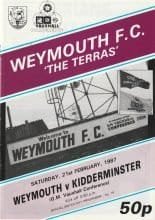 Weymouth v Kidderminster Harriers 21-Feb-1987