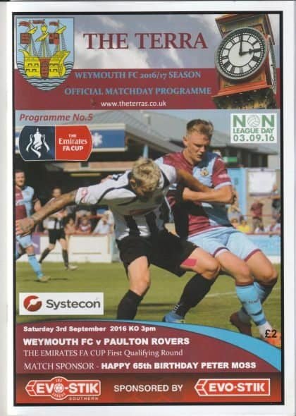 Weymouth v Paulton Rovers 03-Sep-2016