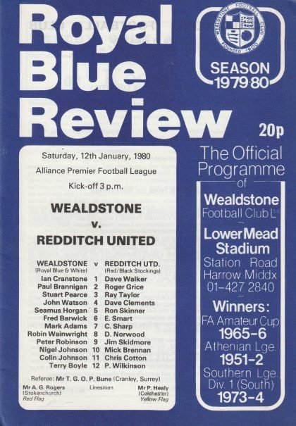 Wealdstone v Redditch United 12-Jan-1980