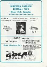 Nuneaton Borough v Kidderminster Harriers 08-Oct-1984