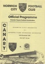 Norwich City Reserves v Queens Park Rangers Reserves  23-Nov-1990
