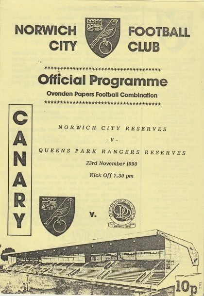 Norwich City Reserves v Queens Park Rangers Reserves  23-Nov-1990