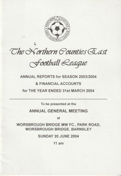 Northern Counties East Football Annual Report & Financial Accounts 2003/04