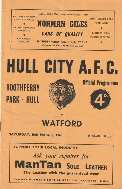 Hull City v Watford 30-Mar-1963