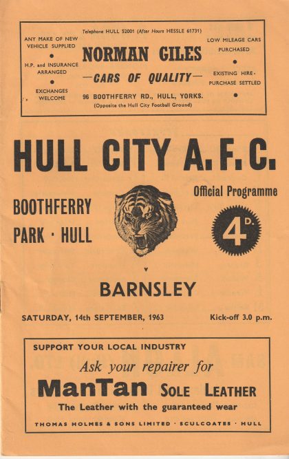 Hull City v Barnsley  14-Sep-1963