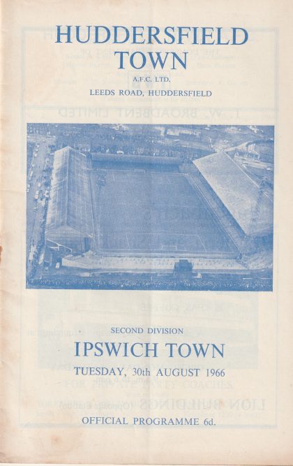 Huddersfield Town v Ipswich Town  30-Aug-1966
