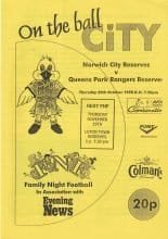 Norwich City Reserves v Queens Park Rangers Reserves  29-Oct-1998
