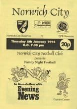 Norwich City Reserves v Queens Park Rangers Reserves 08-Jan-1998
