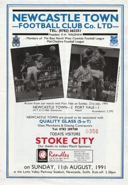 Newcastle Town v Stoke City 11-Aug-1991