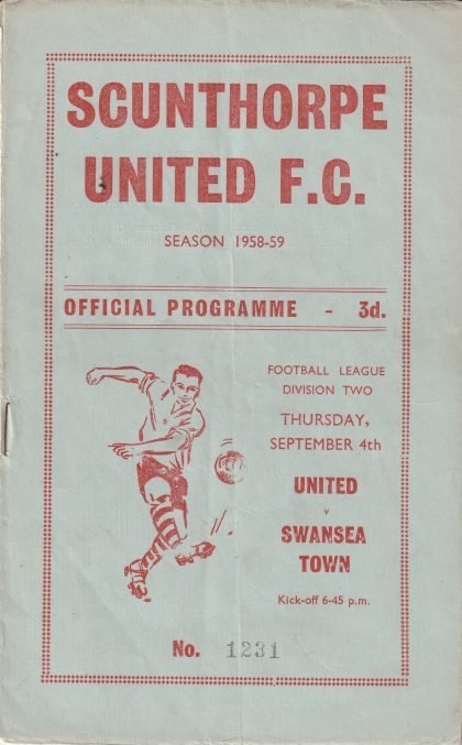 Scunthorpe United v Swansea Town  04-Sep-1958