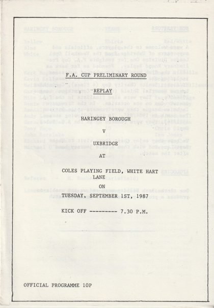 Haringey Borough v Uxbridge 01-Sep-1987