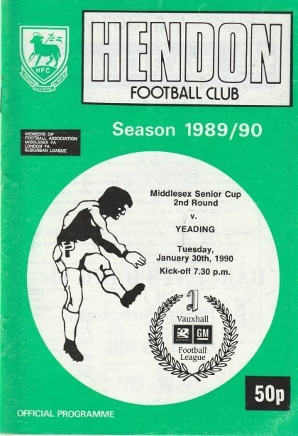 Hendon v Yeading 30-Jan-1990