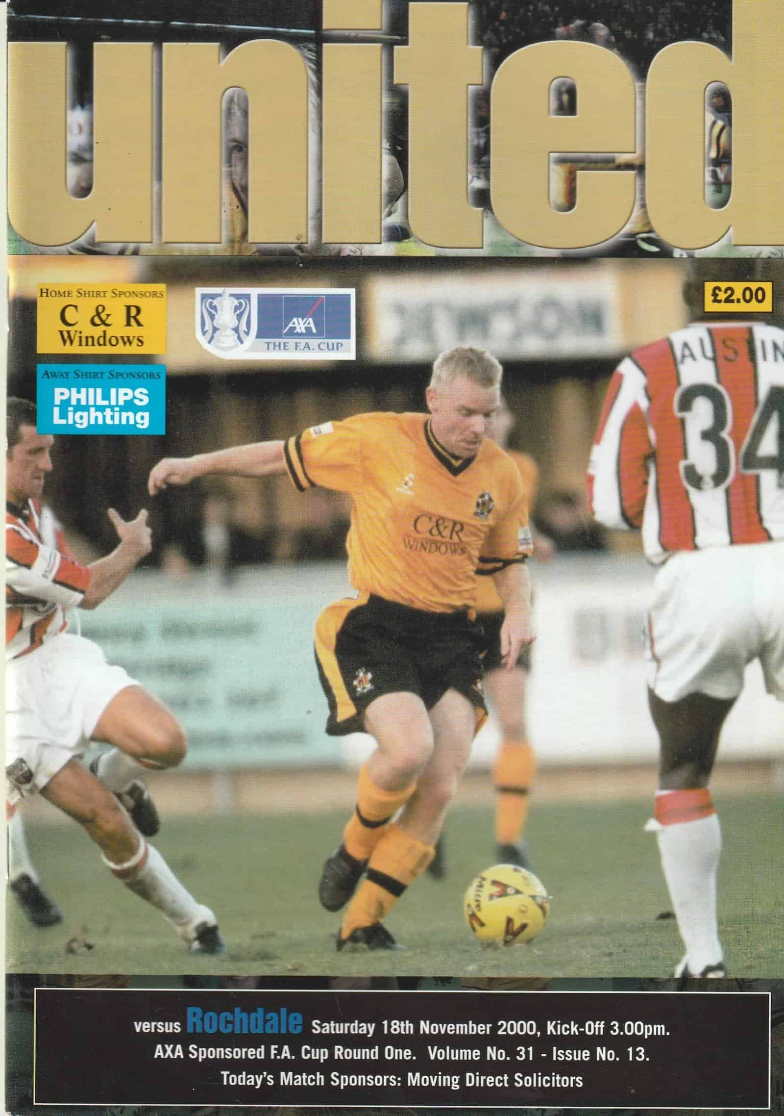 Cambridge United v Rochdale   18-Nov-2000