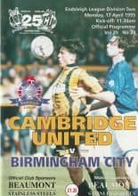 Cambridge United v Birmingham City 17-Apr-1995