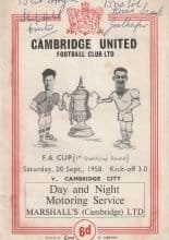 Cambridge United v Cambridge City 20-Sep-1958