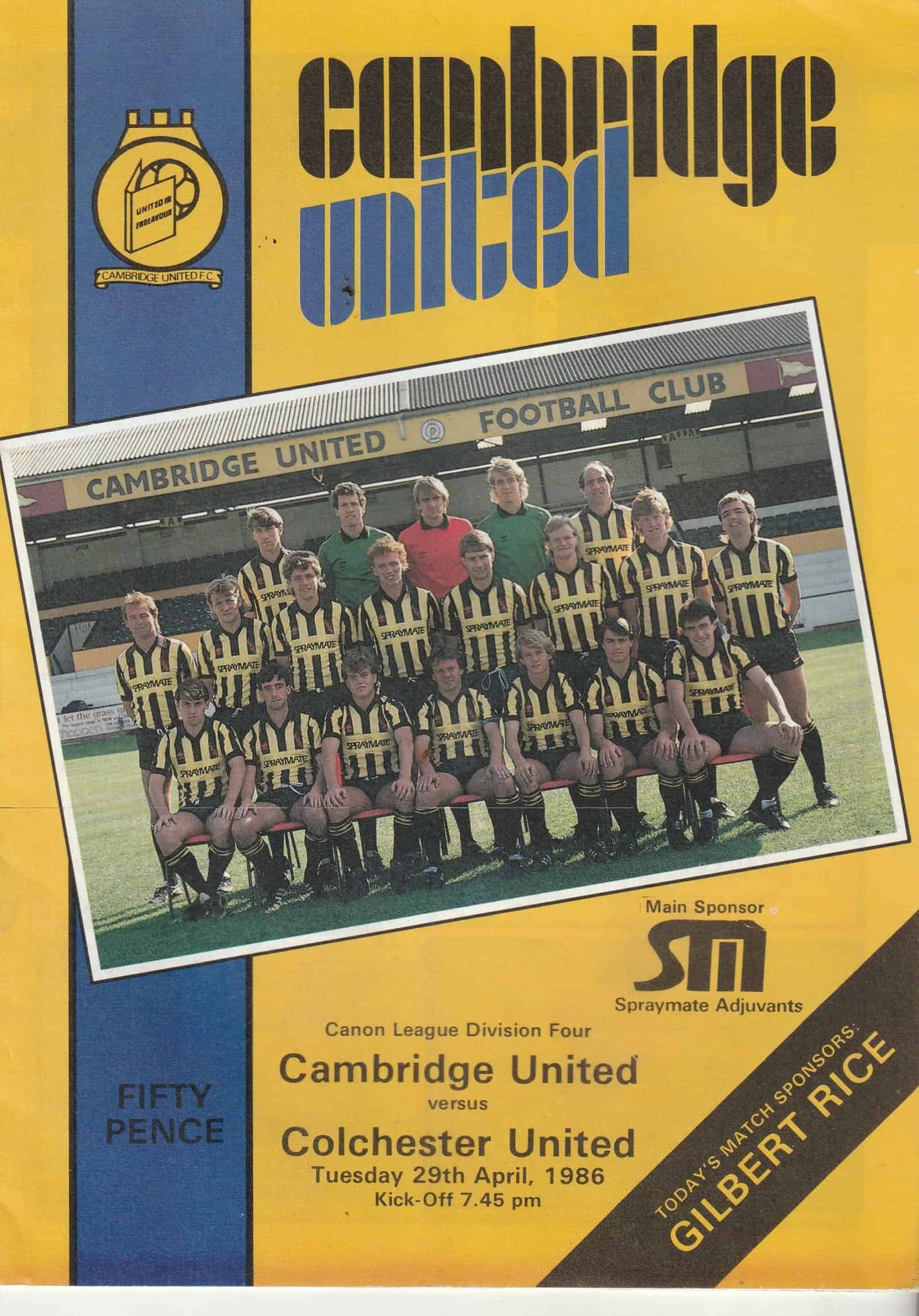 Cambridge United v Colchester United 29-Apr-1986