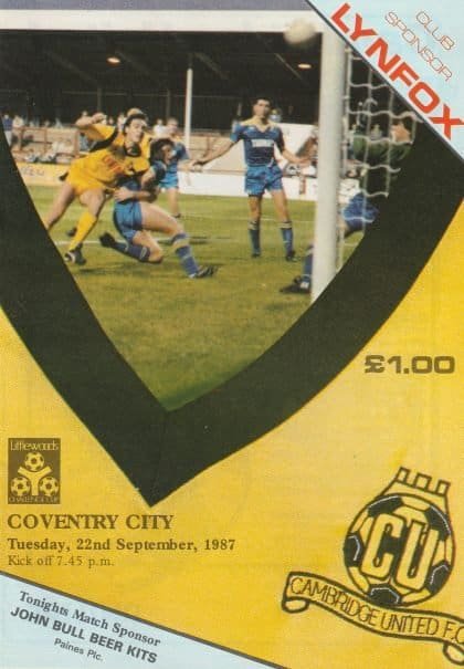 Cambridge United v Coventry City 22-Sep-1987