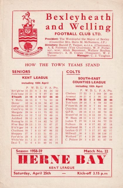 BexleyHeath & Welling v Herne Bay 25-Apr-1959