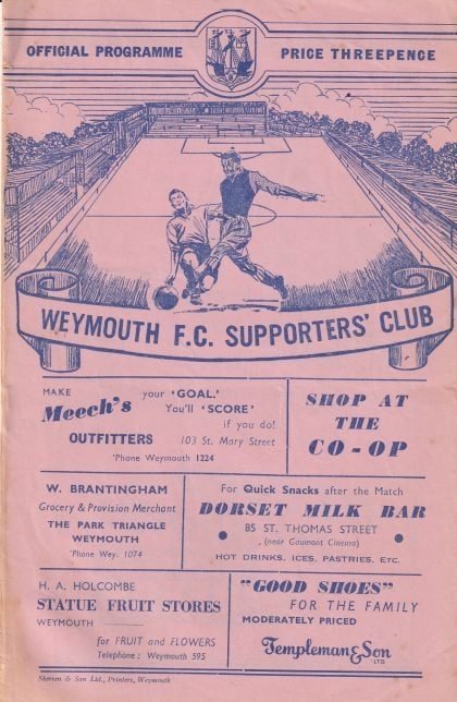 Weymouth v Poole Town 10-Jan-1953
