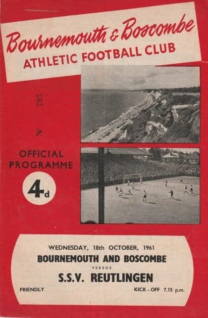 Bournemouth & Boscombe Athletic v S.S V. Reutlingen 18-Oct-1961