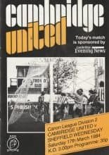 Cambridge United v Sheffield Wednesday 17-Mar-1984