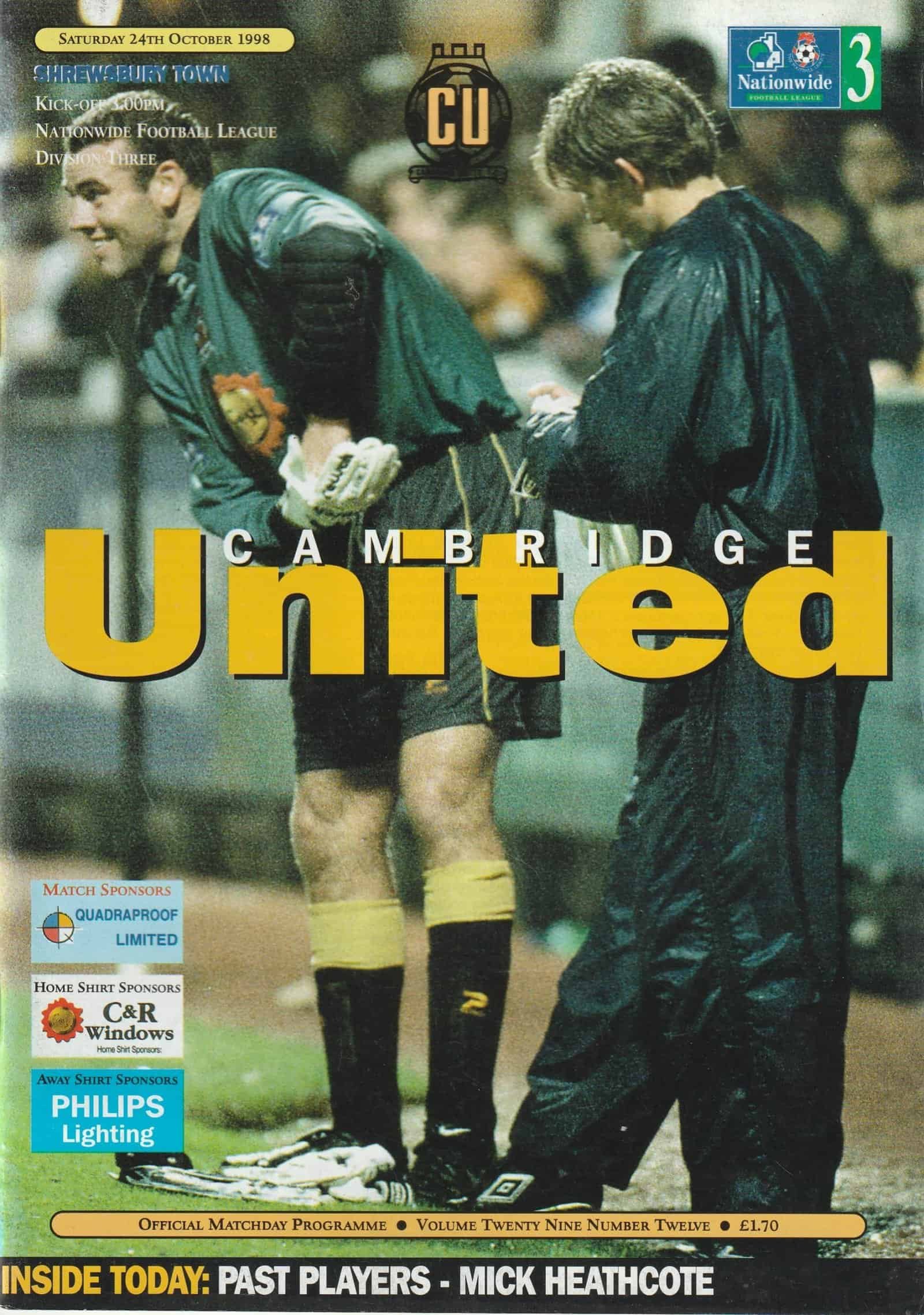 Cambridge United v Shrewsbury Town 24-Oct-1998