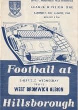 Sheffield Wednesday v West Bromwich Albion 20-Aug-1960