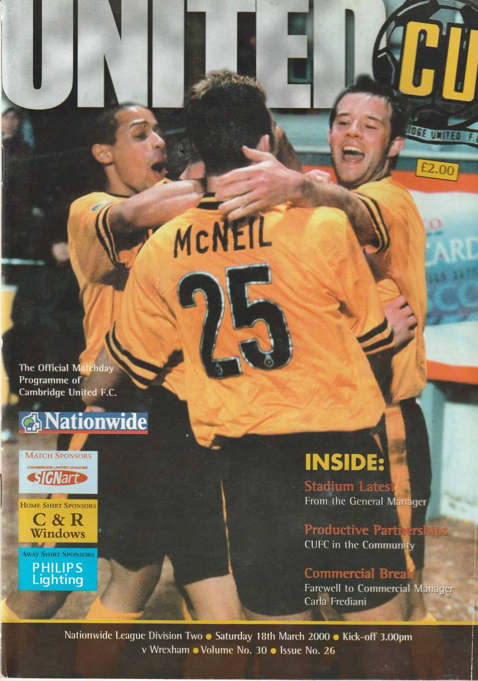Cambridge United v Wrexham 18-Mar-2000