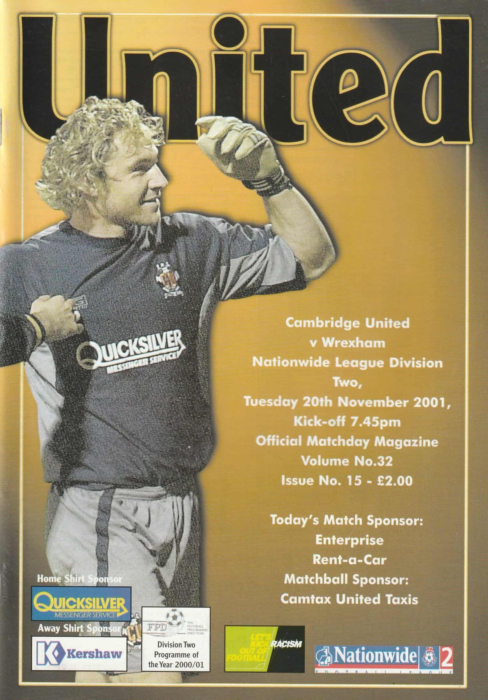 Cambridge United v Wrexham 20-Nov-2001