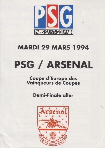 Paris St Germain v Arsenal 29-Mar-1994
