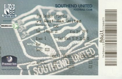 Southend United v West Ham United 03-Aug-2010