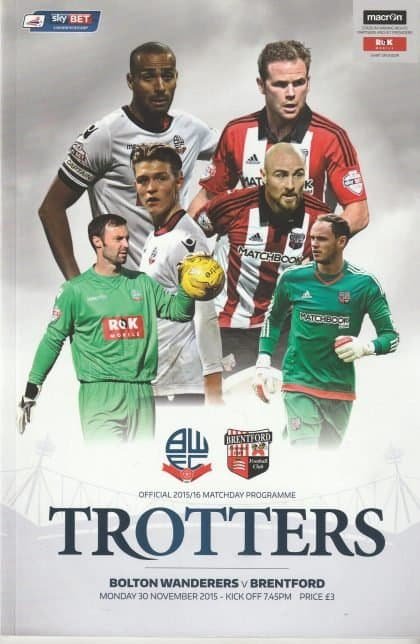 Bolton Wanderers v Brentford 30-Nov-2015