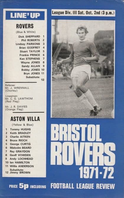 Bristol Rovers v Aston Villa 02-Oct-1971