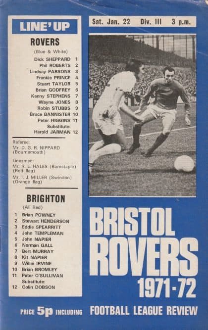 Bristol Rovers v Brighton & Hove Albion 22-Jan-1972