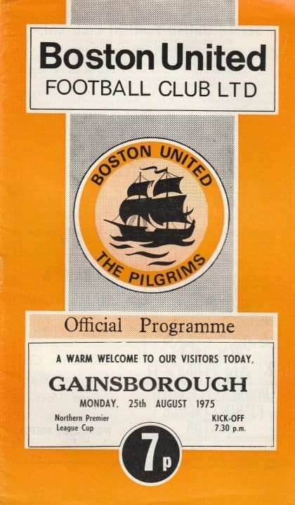Boston United v Gainsborough Trinity 25-Aug-1975