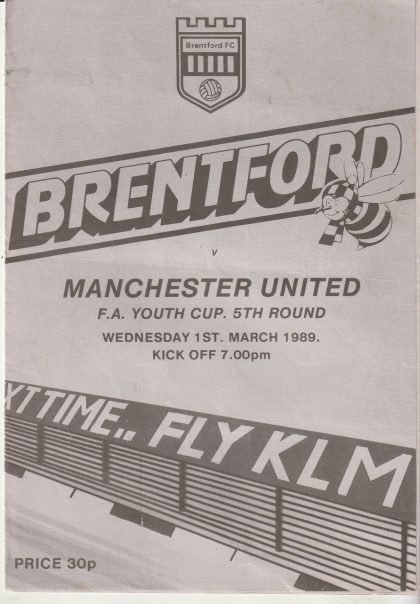 Brentford Youth v Manchester United Youth  01-Mar-1989