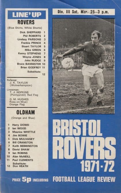 Bristol Rovers v Oldham Athletic  25-Mar-1972