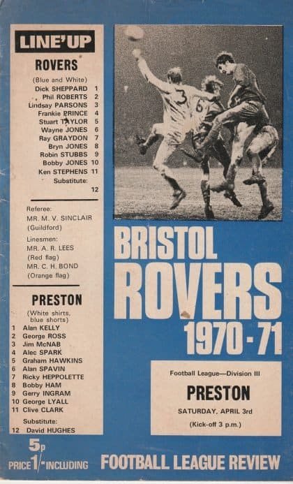 Bristol Rovers v Preston North End 03-Apr-1971